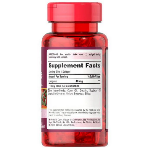 Puritan's Pride, Lycopene, 40 mg, 60 Softgels - Image 2