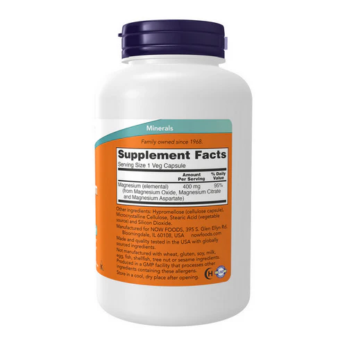 Now Foods, Magnesium, 400 mg, 180 Caps - Image 2