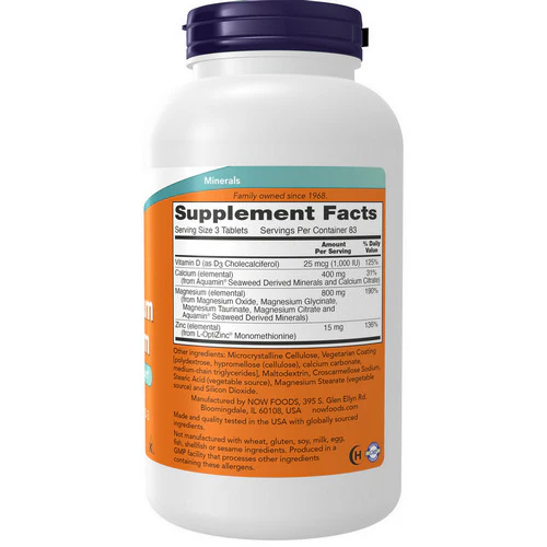 Now Foods, Magnesium & Calcium, 250 Tabs - Image 2