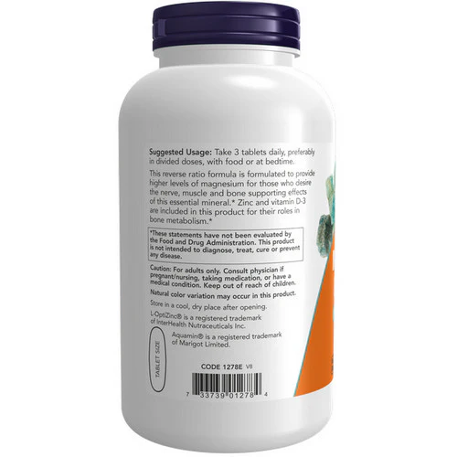 Now Foods, Magnesium & Calcium, 250 Tabs - Image 3