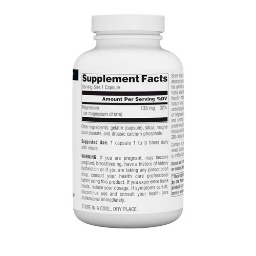 Source Naturals, Magnesium Citrate, 133mg, 180 caps - Image 2