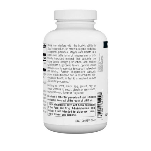 Source Naturals, Magnesium Citrate, 133mg, 180 caps - Image 3