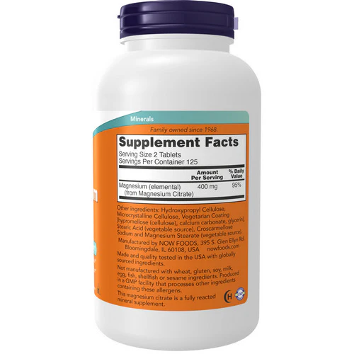 Now Foods, Magnesium Citrate, 200 mg, 250 Tabs - Image 2