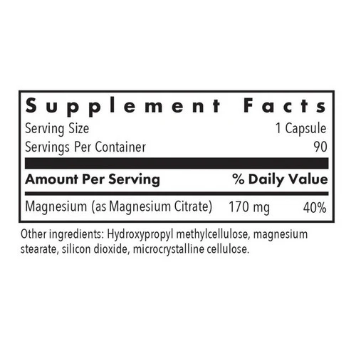 Nutricology/ Allergy Research Group, Magnesium Citrate, 90 Veg Caps - Image 2