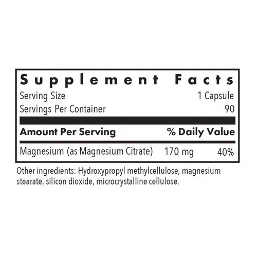 Nutricology/ Allergy Research Group, Magnesium Citrate, 90 Veg Caps - Image 2