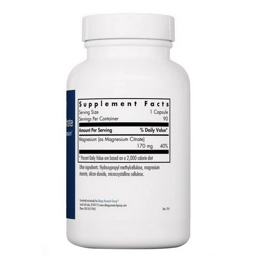 Nutricology/ Allergy Research Group, Magnesium Citrate, 90 Veg Caps - Image 3