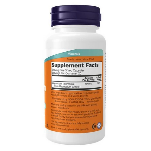 Now Foods, Magnesium Citrate, 60 Veggie Capsules - Image 2