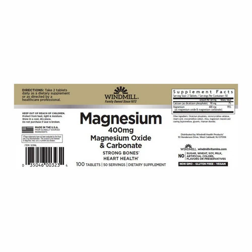Windmill Health, Magnesium Oxide, 400 mg, 100 Tabs - Image 2