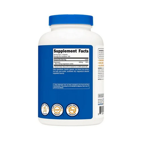 Nutricost, Magnesium Oxide Capsules, 750 Mg, 240 Count - Image 2