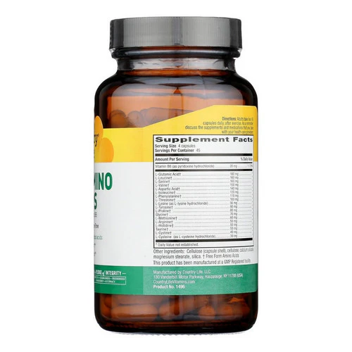 Country Life, Max-Amino with B-6 (Blend Of 18 Amino Acids), 180 Caps - Image 2