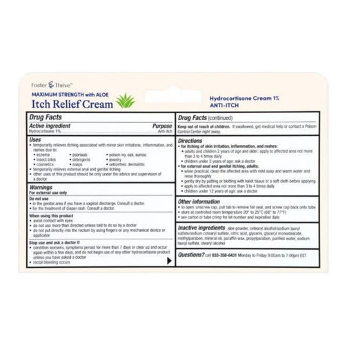 Foster And Thrive, Maximum Strength with Aloe Itch Relief Cream, 1 Oz - Image 2