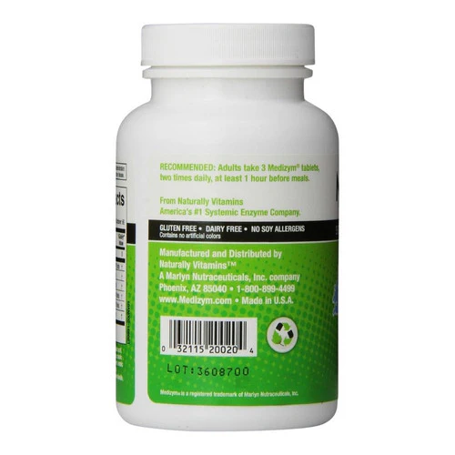 Naturally Vitamins, Medizym Systemic Enzyme Formula, 200 Tabs - Image 2