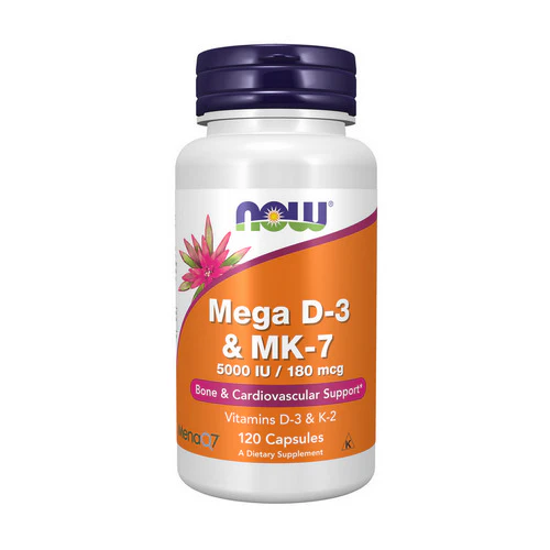 Now Foods, Mega D-3 & MK-7 5000 IU, 180 mcg, 120 Caps