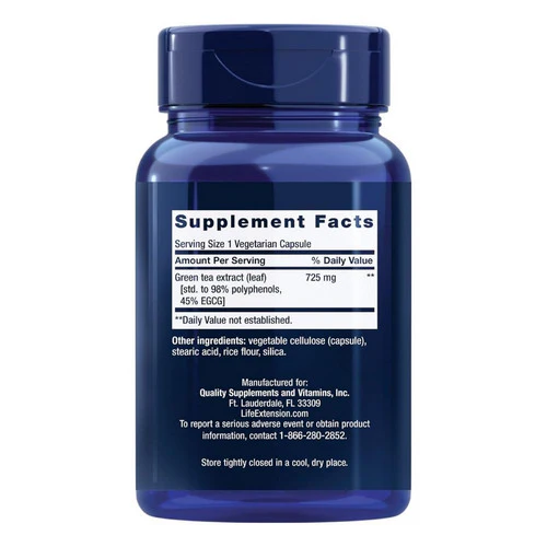 Life Extension, Mega Green Tea Extract (Lightly Caffeinated), 100 vcaps - Image 2