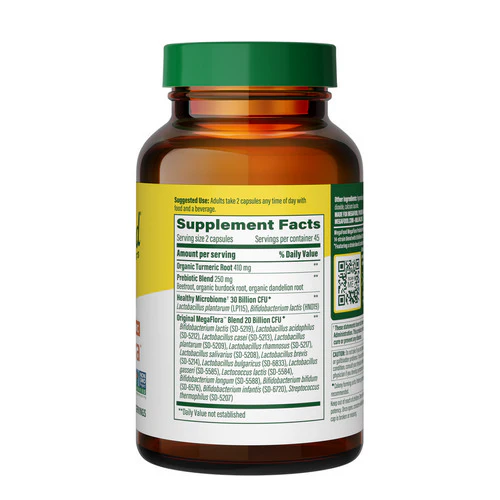 MegaFood, MegaFlora Probiotic with Turmeric, 90 Caps - Image 3