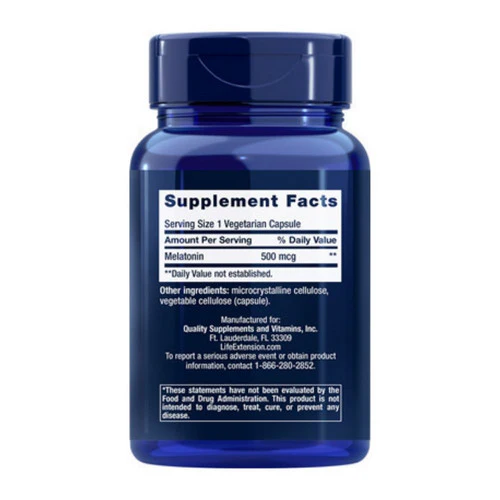 Life Extension, Melatonin, 500 mcg, 200 vcaps - Image 2