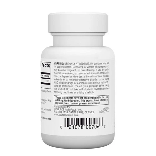 Source Naturals, Melatonin, 1 mg, Sublingual Orange 100 Tabs - Image 3