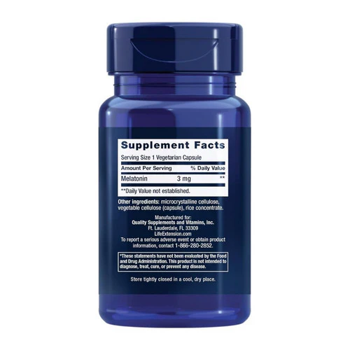 Life Extension, Melatonin, 3 mg, 60 caps - Image 2