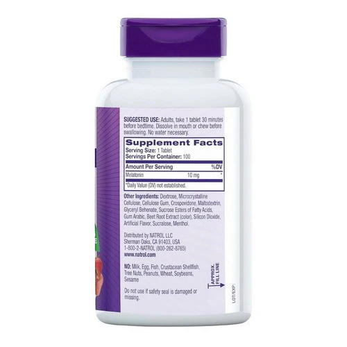 Natrol, Melatonin Fast Dissolve Maximum Strength Strawberry, 10 mg, 100 Tablets - Image 2