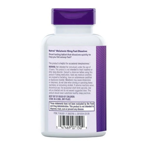 Natrol, Melatonin Fast Dissolve Maximum Strength Strawberry, 10 mg, 100 Tablets - Image 3