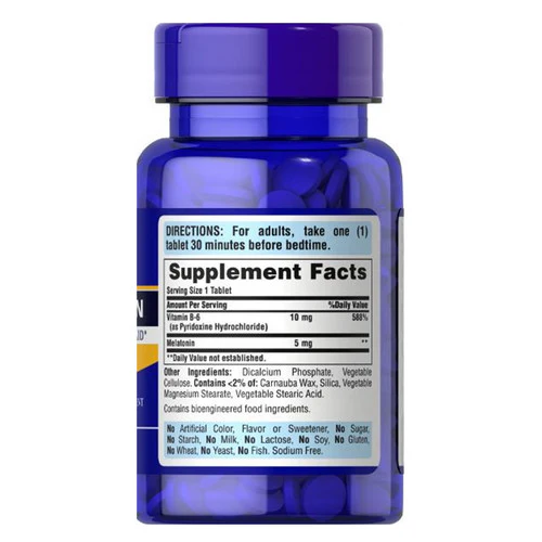 Puritan's Pride, Melatonin with B-6, 5 mg, 120 Tablets - Image 2