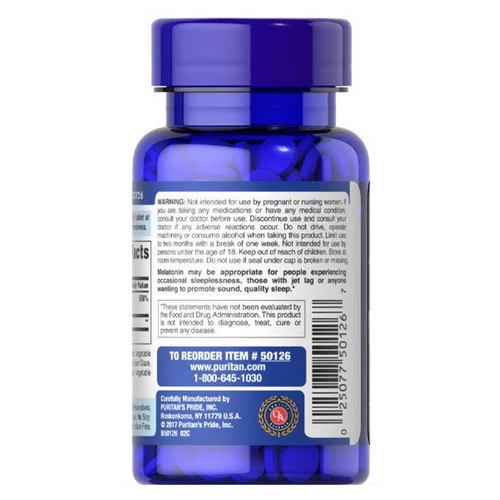 Puritan's Pride, Melatonin with B-6, 5 mg, 120 Tablets - Image 3