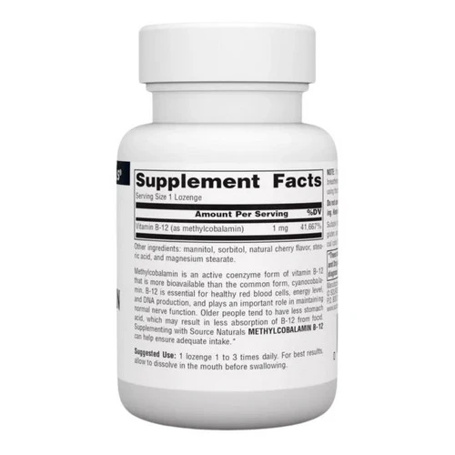 Source Naturals, MethylCobalamin, 1 mg, 60 Tabs - Image 2