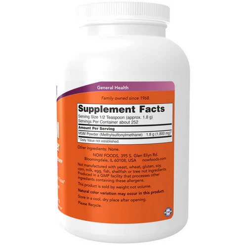 Now Foods, M.S.M Powder, 1 lb - Image 2