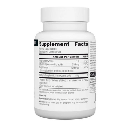 Source Naturals, MSM (Methylsulfonylmethane) with Vitamin C, 750 mg, 60 Tabs - Image 2