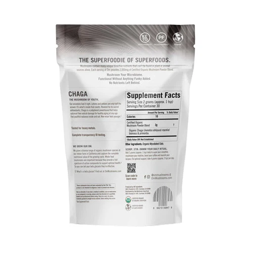 Om Mushrooms, Mushroom Superfood Powder, Chaga 60 Grams - Image 2