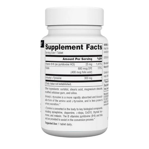 Source Naturals, N-Acetyl L-Tyrosine, 300 mg, 60 Tabs - Image 2