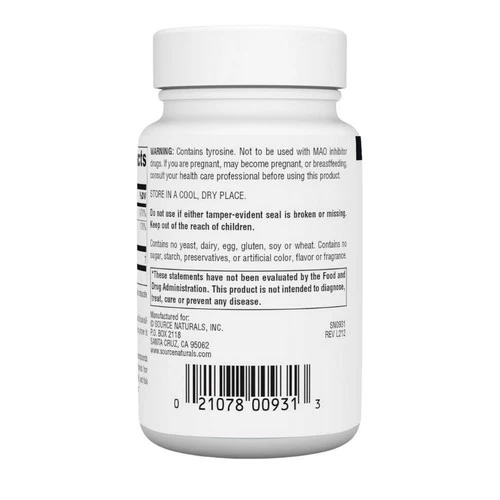 Source Naturals, N-Acetyl L-Tyrosine, 300 mg, 60 Tabs - Image 3