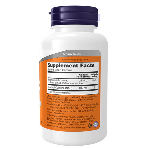 Now Foods, Nac-Acetyl Cysteine (NAC), 600 mg, 100 Caps - Image 2