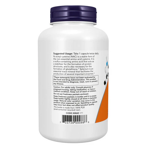 Now Foods, Nac-Acetyl Cysteine, 600 mg, 250 Caps - Image 3