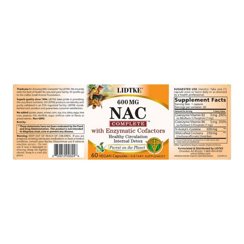 Lidtke, NAC Complete With Enzymatic Cofactors, 60 Caps - Image 2