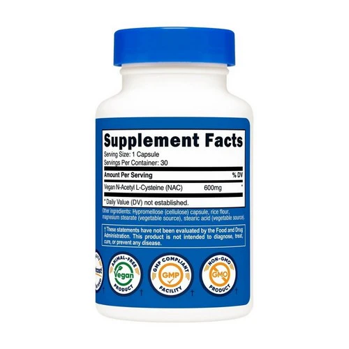 Nutricost, N-Acetyl L-Cysteine Capsules, 600 Mg, 30 Count - Image 2