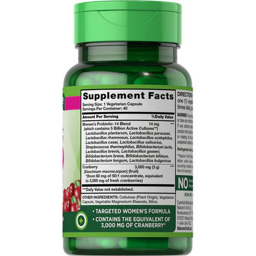 Nature's Truth, Women's Probiotic + Cranberry Vegetarian Capsules, 40 Tabs - Image 2