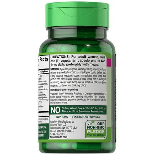 Nature's Truth, Women's Probiotic + Cranberry Vegetarian Capsules, 40 Tabs - Image 3