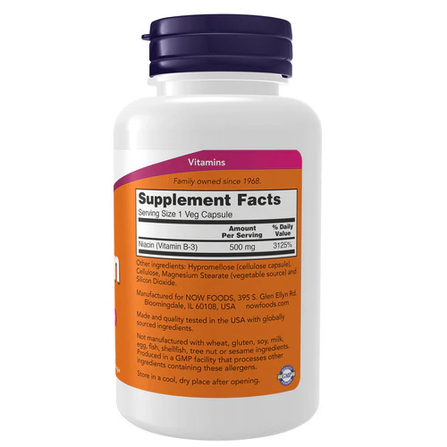 Now Foods, Niacin, 500Mg, 100 Caps - Image 2