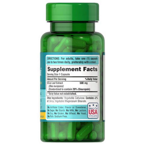 Puritan's Pride, Olive Leaf Extract, 500 mg, 60 Capsules - Image 2