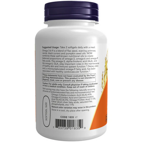 Now Foods, Omega 3-6-9, 1000 mg, 100 Softgels - Image 3