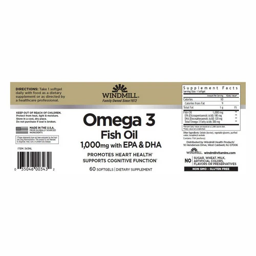 Windmill Health, Omega 3 Epa & Dha, 1000mg, 60 Soft gels - Image 2
