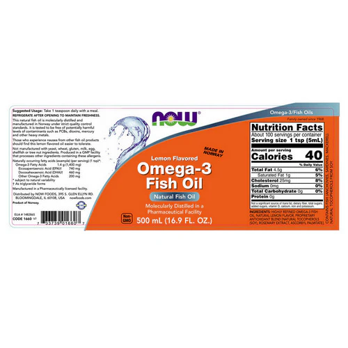 Now Foods, Omega-3 Fish Oil Lemon, Lemon, 16.9 oz - Image 2