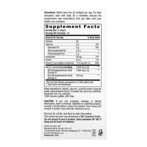 Country Life, Omega 3 Mood, 90 Softgels - Image 3