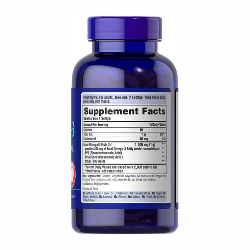 Puritan's Pride, Omega-3 Fish Oil, 1000 mg, 250 Softgels - Image 3