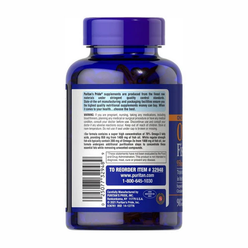 Puritan's Pride, One Per Day Omega-3 Fish Oil (Active Omega-3), 1360 mg, 90 Softgels - Image 2