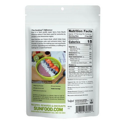 Sunfood Superfoods, Organic Acai Powder, 4 Oz - Image 2