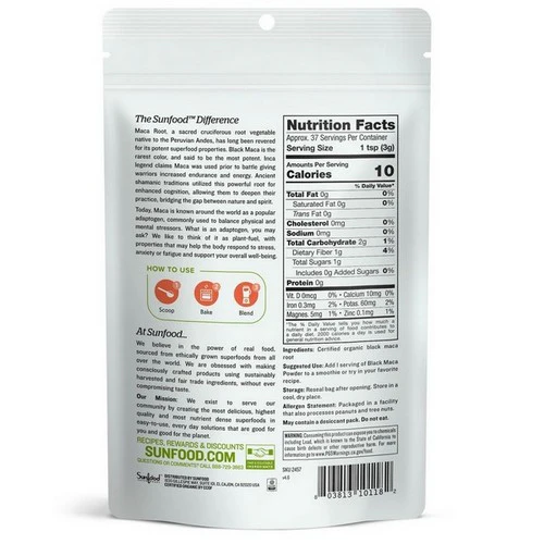 Sunfood Superfoods, Organic Black Maca Powder, 4 Oz - Image 2