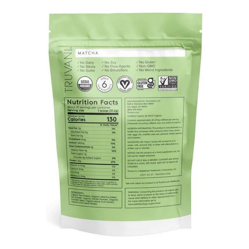 Truvani, Organic Plant Based Protein Matcha, 22 Oz - Image 2