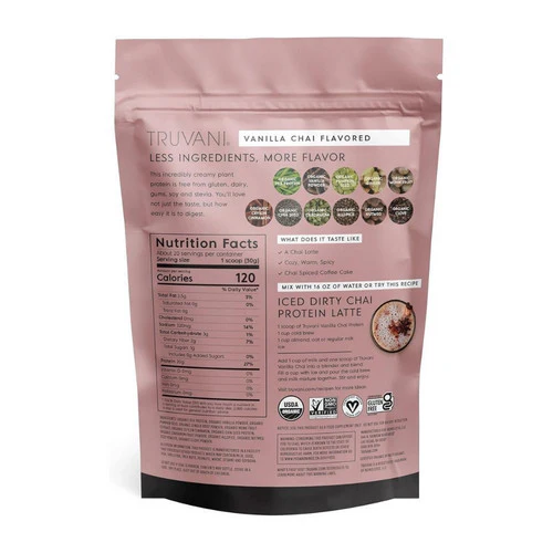 Truvani, Organic Plant Based Protein Powder Vanilla Chai, 21.59 Oz - Image 2
